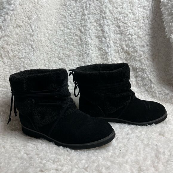 Style & Co. Shoes - Style & Co Zijune leather suede black Ankle Boots faux fur accent & lining SZ10
